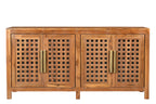 71" Brown Solid Wood Carved Geometric Sideboard with Four Doors