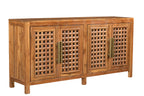 71" Brown Solid Wood Carved Geometric Sideboard with Four Doors