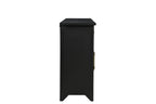 79" Black Solid Wood Four Drawer Sideboard with Four Doors
