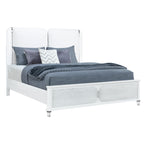 Gray and White Wood And Upholstery Lighted King Bed Frame
