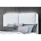 Gray and White Wood And Upholstery Lighted King Bed Frame