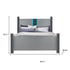 Silver Wood And Faux Crystals Lighted Full Four Poster Bed Frame