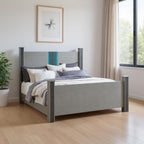 Silver Wood And Faux Crystals Lighted Full Four Poster Bed Frame