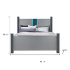 Silver Wood And Faux Crystals Lighted King Four Poster Bed Frame