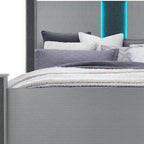 Silver Wood And Faux Crystals Lighted Queen Four Poster Bed Frame