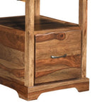 68" Brown Solid Wood Writing Desk and Bookshelf Set With Four Drawers