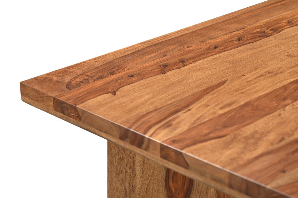 54" Brown Solid Wood Writing Desk and Bookshelf Set With Three Drawers