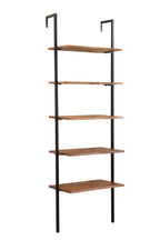 69" Brown Solid Wood Wall Mounted Writing Desk and Bookshelf Set With Four Drawers