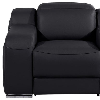 41" Black Italian Leather Wall Hugger Recliner With USB