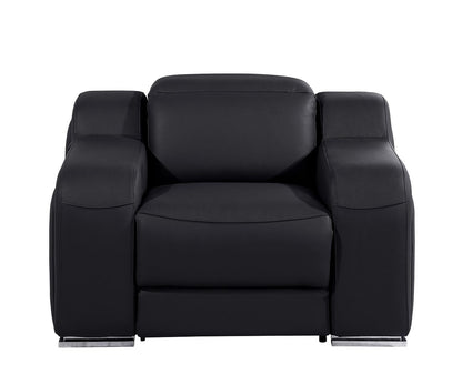 41" Black Italian Leather Wall Hugger Recliner With USB