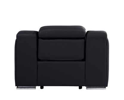 41" Black Italian Leather Wall Hugger Recliner With USB