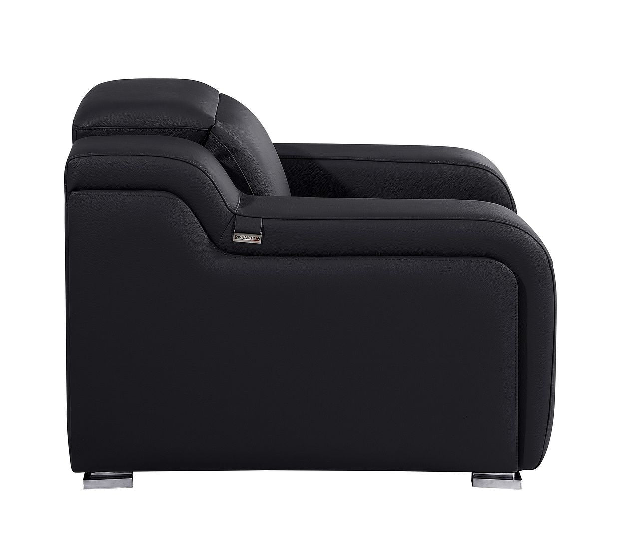 41" Black Italian Leather Wall Hugger Recliner With USB