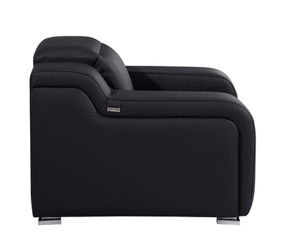 41" Black Italian Leather Wall Hugger Recliner With USB