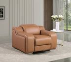 41" Chestnut Italian Leather Wall Hugger Recliner With USB