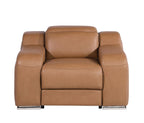 41" Chestnut Italian Leather Wall Hugger Recliner With USB