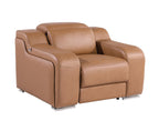 41" Chestnut Italian Leather Wall Hugger Recliner With USB