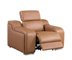 41" Chestnut Italian Leather Wall Hugger Recliner With USB
