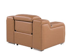 41" Chestnut Italian Leather Wall Hugger Recliner With USB
