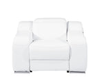 41" White Italian Leather Wall Hugger Recliner With USB