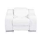 41" White Italian Leather Wall Hugger Recliner With USB