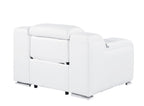 41" White Italian Leather Wall Hugger Recliner With USB