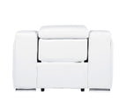 41" White Italian Leather Wall Hugger Recliner With USB