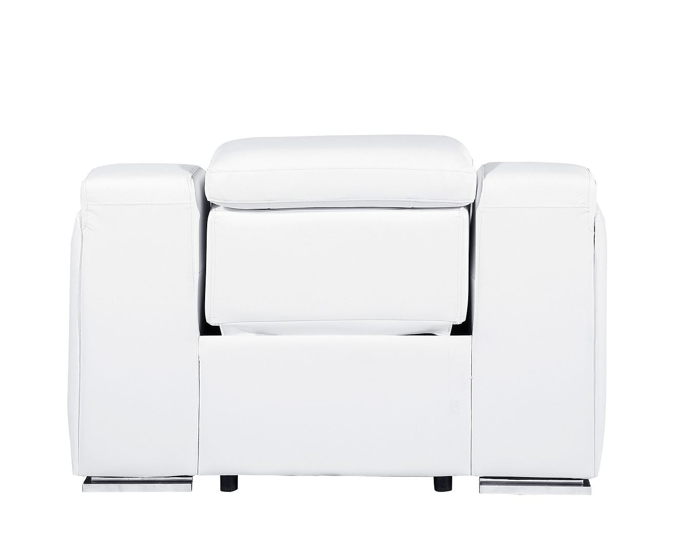 41" White Italian Leather Wall Hugger Recliner With USB