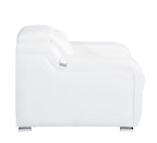 41" White Italian Leather Wall Hugger Recliner With USB