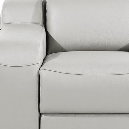 41" Light Gray Italian Leather Wall Hugger Recliner With USB