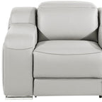 41" Light Gray Italian Leather Wall Hugger Recliner With USB