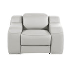 41" Light Gray Italian Leather Wall Hugger Recliner With USB