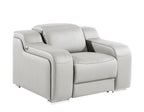 41" Light Gray Italian Leather Wall Hugger Recliner With USB