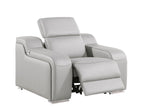 41" Light Gray Italian Leather Wall Hugger Recliner With USB