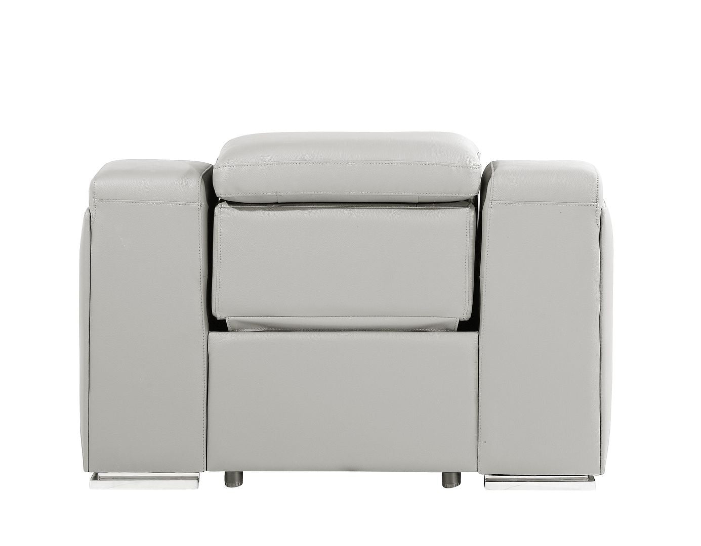 41" Light Gray Italian Leather Wall Hugger Recliner With USB