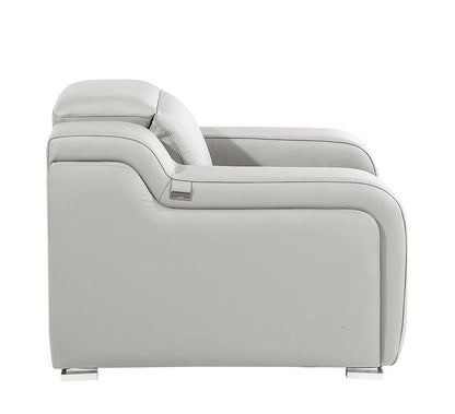 41" Light Gray Italian Leather Wall Hugger Recliner With USB