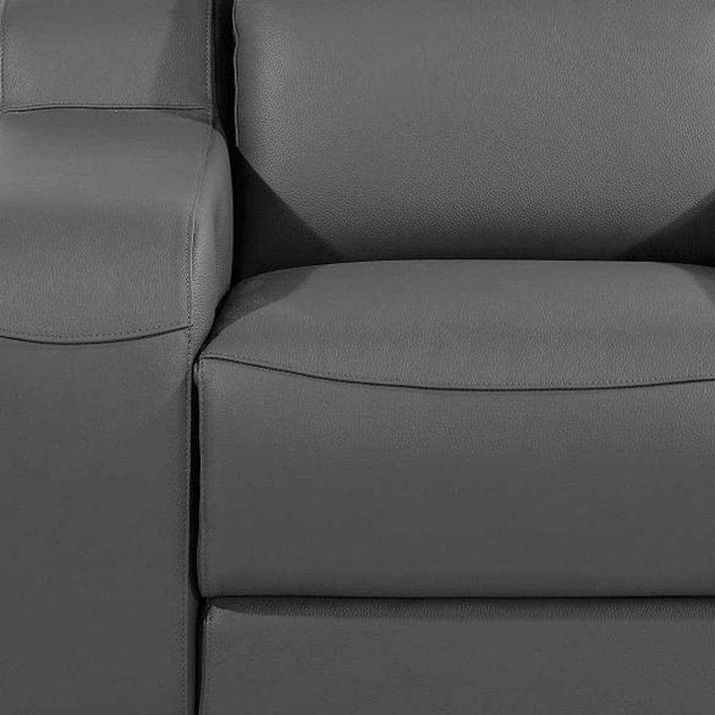 41" Dark Gray Italian Leather Wall Hugger Recliner With USB