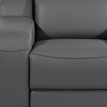 41" Dark Gray Italian Leather Wall Hugger Recliner With USB