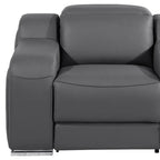41" Dark Gray Italian Leather Wall Hugger Recliner With USB
