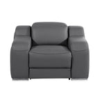 41" Dark Gray Italian Leather Wall Hugger Recliner With USB