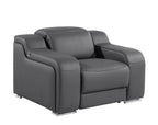 41" Dark Gray Italian Leather Wall Hugger Recliner With USB