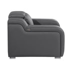 41" Dark Gray Italian Leather Wall Hugger Recliner With USB