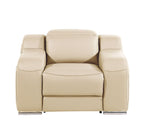 41" Beige Italian Leather Wall Hugger Recliner With USB