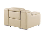 41" Beige Italian Leather Wall Hugger Recliner With USB