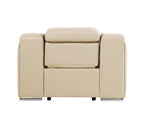 41" Beige Italian Leather Wall Hugger Recliner With USB