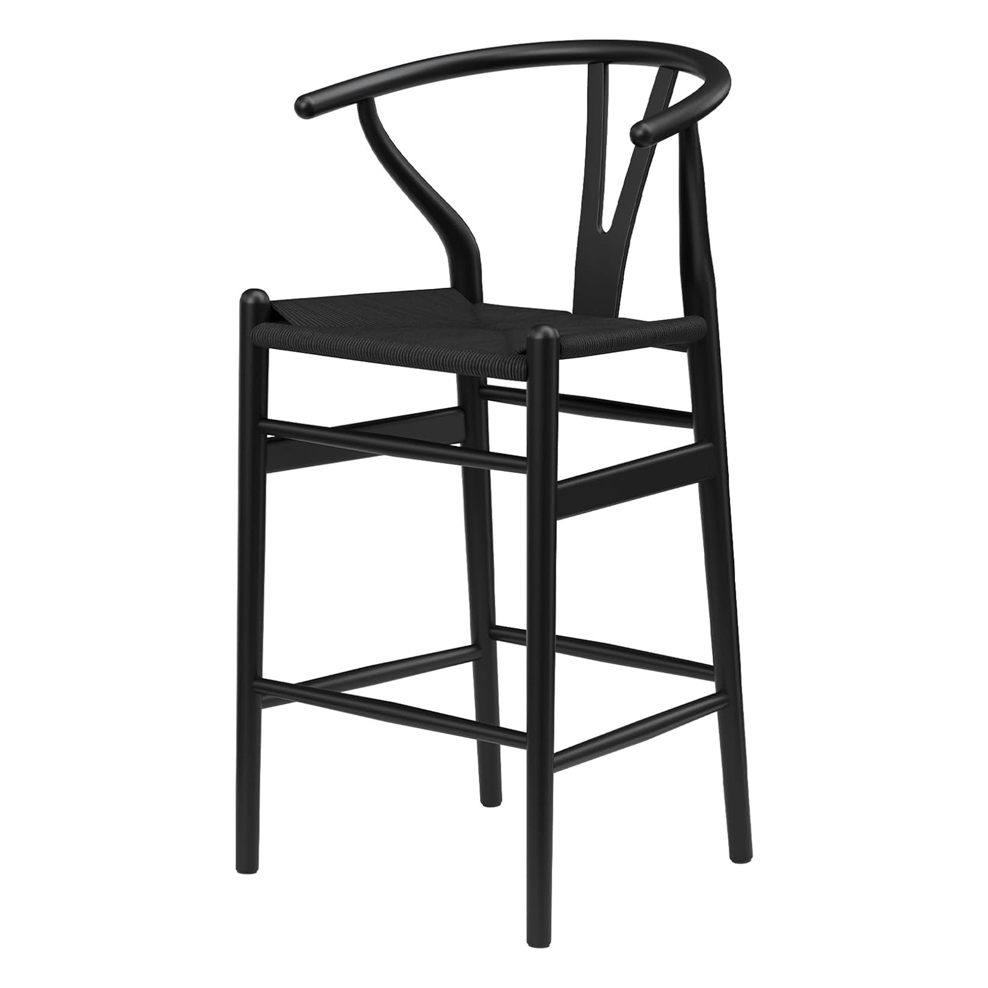 27" Black Solid Wood Counter Height Bar Chair