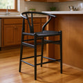 27" Black Solid Wood Counter Height Bar Chair