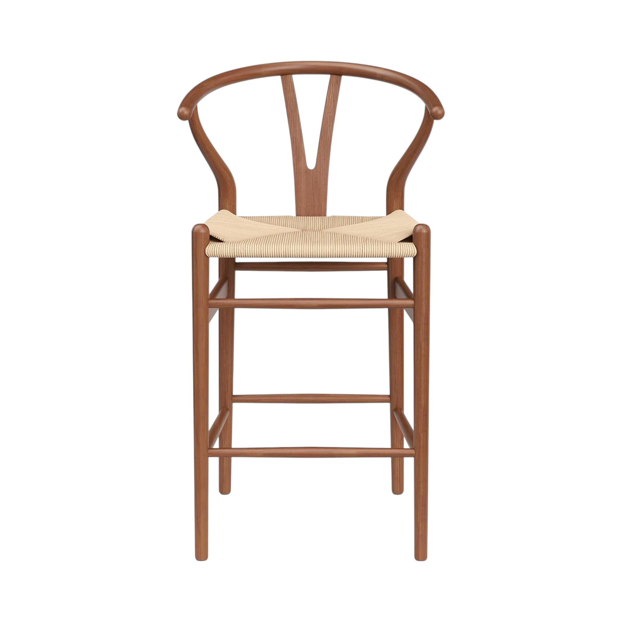 27" Beige and Walnut Solid Wood Counter Height Bar Chair