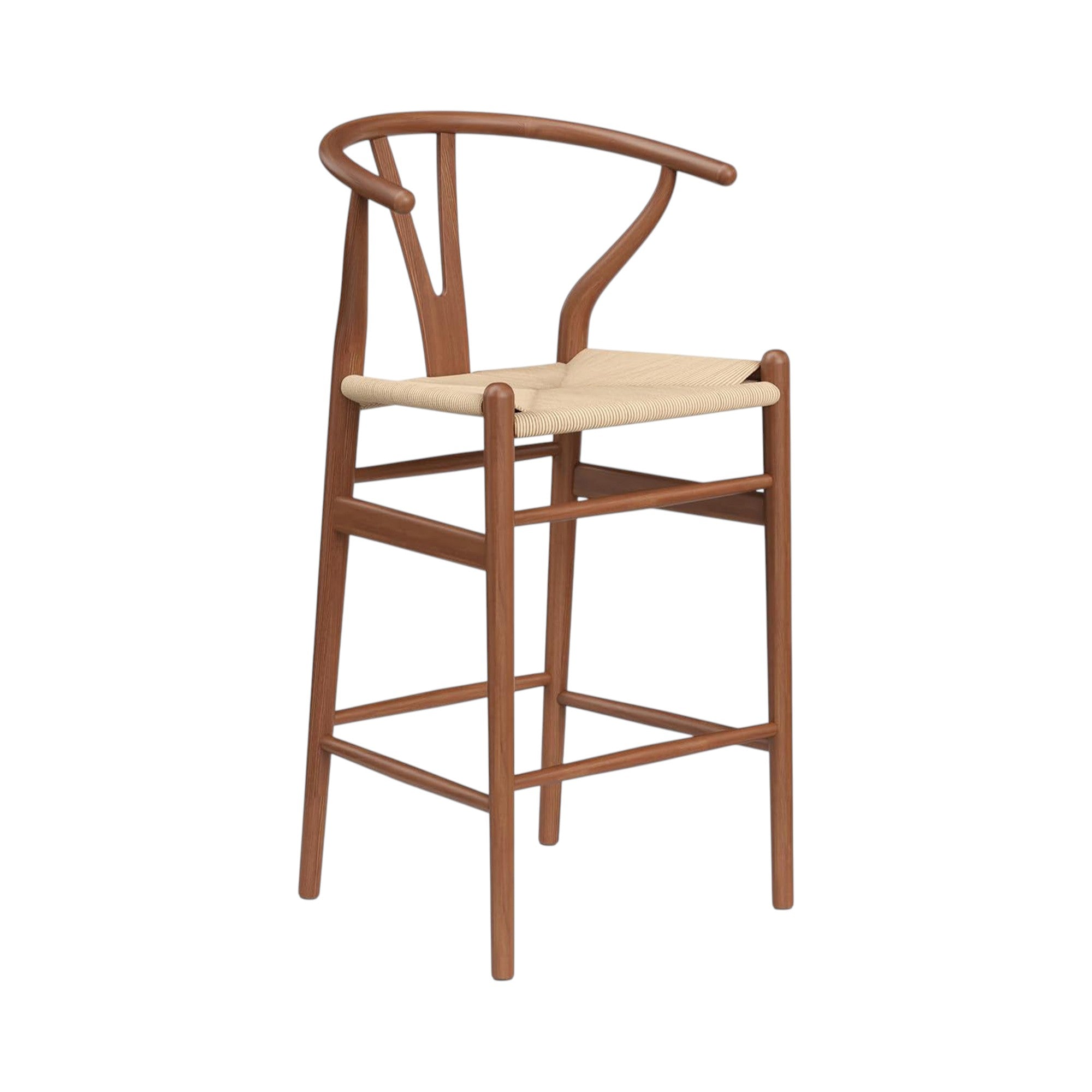 27" Beige and Walnut Solid Wood Counter Height Bar Chair