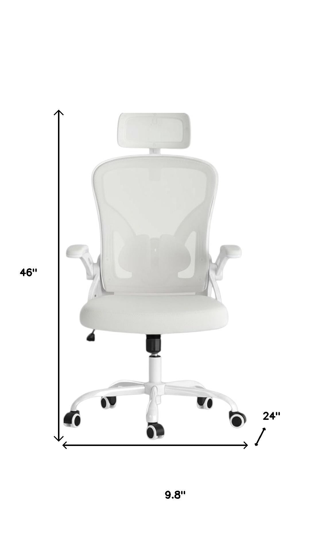White and Black Adjustable Height Swivel Rolling Office Chair