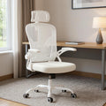 White and Black Adjustable Height Swivel Rolling Office Chair